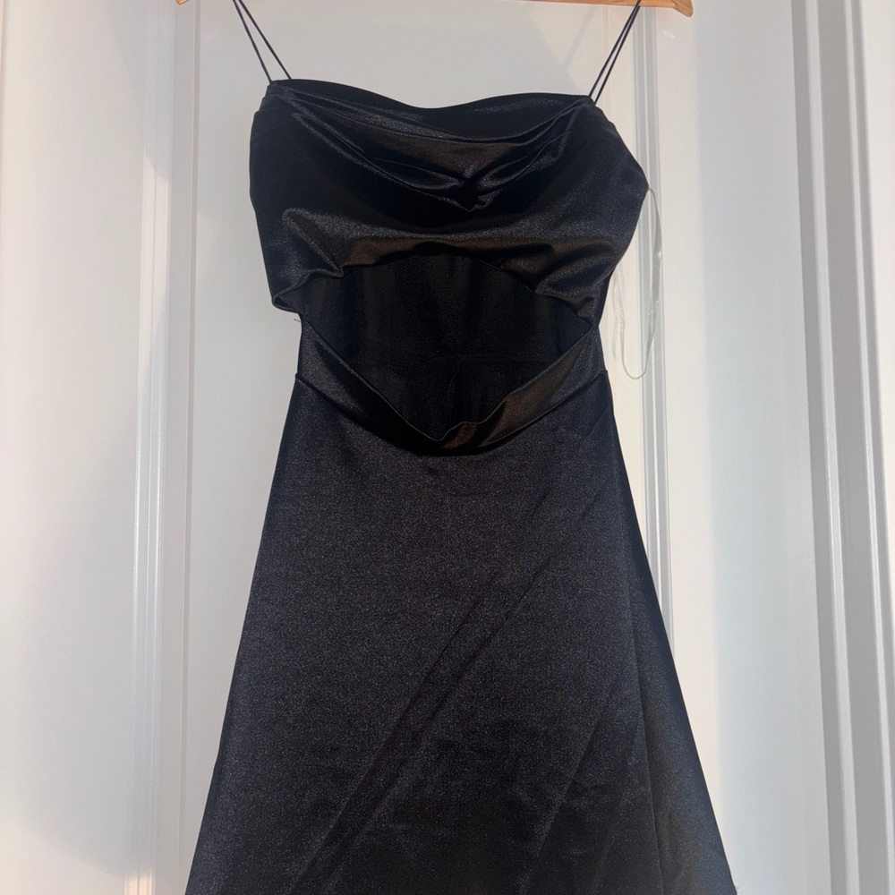 Windsor Black Ruched Mini Slip Dress